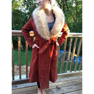 Women’s suede sherpa lined long coat